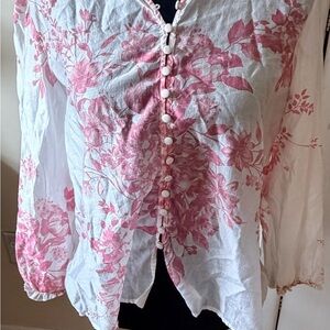 Bailey 44 Pink Floral Button-Down Blouse